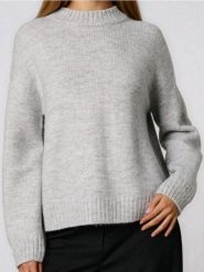 Sweter basic - szary. Szare swetry klasyczne damskie Sinsay, l, bez kołnierzyka. Za 49.99 zł.