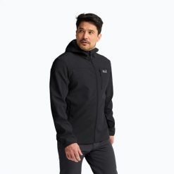 Kurtka przeciwwiatrowa męska Jack Wolfskin Wild Winds Hooded. Czarne kurtki męskie Jack Wolfskin, l, bez wzorów, z elastanu, sportowe, bez kaptura. Za 559.99 zł.