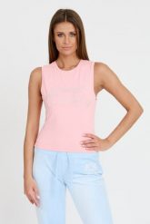 JUICY COUTURE Różowy top Blaine Juicy Script. Czerwone topy damskie Juicy Couture, s, bez wzorów, bez kołnierzyka. W wyprzedaży za 145.99 zł.