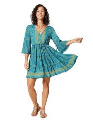 Ipanima Sukienka w kolorze niebiesko-pomarańczowym rozmiar: 38/40. Niebieskie sukienki damskie Ipanima, bez wzorów, bez kołnierzyka, bez ramiączek, mini. Za 65.99 zł.