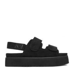 Sandały Roxy. Czarne sandały damskie Roxy, bez wzorów, bez obcasa, na płaskiej podeszwie. Za 179.99 zł.