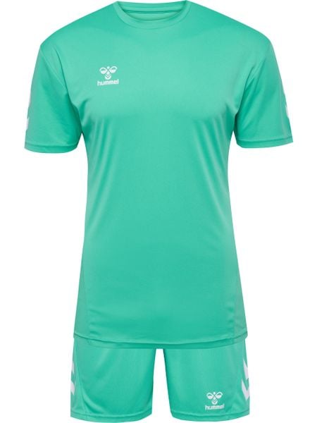 Zestaw koszulka + szorty Hummel Logo. Czarne bluzki sportowe damskie HUMMEL, na lato, l, z bawełny, bez ramiączek, na fitness i siłownię. Za 153.00 zł.