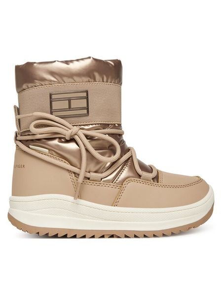 Tommy Hilfiger Śniegowce Snow Boot T3A5-34052-1474 S Beżowy. Brązowe kozaki dziewczęce Tommy Hilfiger, bez wzorów, ze skóry, bez obcasa. Za 489.99 zł.
