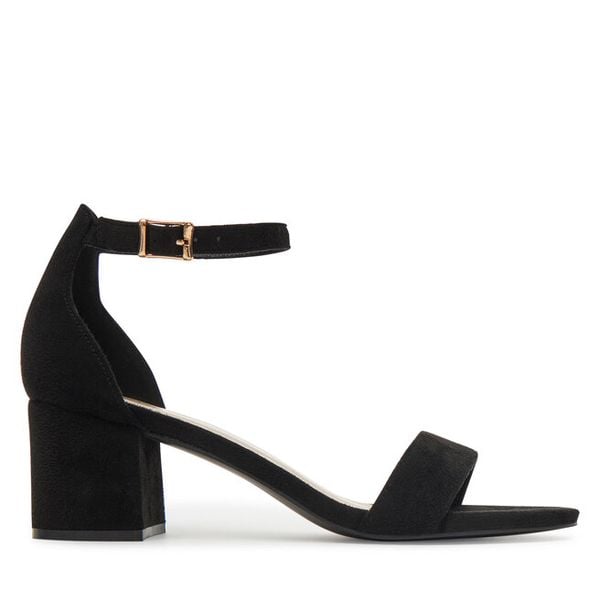 Sandały JENNY. Czarne sandały damskie Jenny, bez wzorów, bez obcasa, na słupku. Za 119.99 zł.