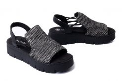RIEKER V1051-00 black, sandały damskie. Czarne sandały damskie Rieker, bez wzorów, bez obcasa. Za 223.93 zł.