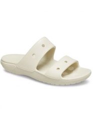 Crocs Klapki "Classic" w kolorze kremowym rozmiar: 46/47. Brązowe klapki damskie Crocs, bez wzorów, bez obcasa. Za 74.46 zł.