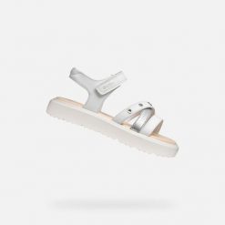 Sandały GEOX J SANDAL KODETTE GIR Biały. Białe obuwie trekkingowe damskie Geox, bez wzorów, z syntetyku, bez obcasa. Za 243.99 zł.
