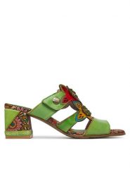 Laura Vita Klapki Jacqueso 09 Zielony. Zielone klapki damskie Laura Vita, bez wzorów, ze skóry, bez obcasa. Za 389.99 zł.