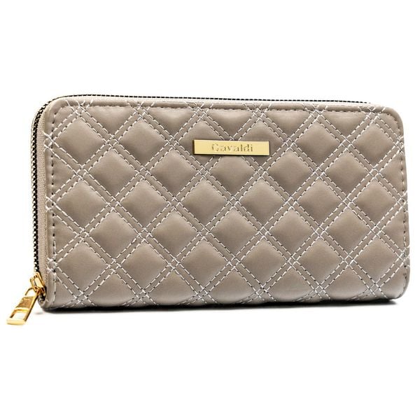 Szary portfel damski ze skóry ekologicznej w pikowany wzór, zamykany suwakiem - 4U Cavaldi. Szare portfele damskie 4U Cavaldi, bez wzorów, ze skóry ekologicznej. Za 45.00 zł.