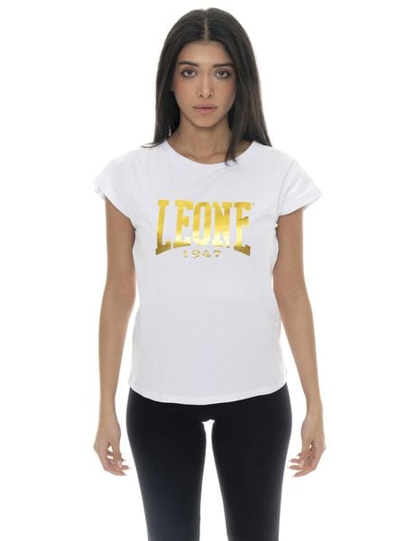 Koszulka z bawełna na co dzień na siłownię. Białe t-shirty damskie LEONE 1947 APPAREL, l, bez wzorów, z bawełny, bez kołnierzyka. Za 84.16 zł.