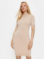 Guess Sukienka dzianinowa W3YK39 Z37K0 Beżowy Slim Fit. Brązowe sukienki damskie Guess, s, z aplikacjami, z dzianiny, bez kołnierzyka, bez ramiączek. Za 669.99 zł.