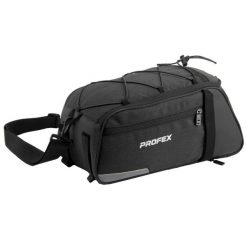 Torba rowerowa na bagażnik Profex Black Lux 10 L. Czarne torby męskie na ramię PROFEX, bez wzorów, z poliesteru, na ramię. Za 99.99 zł.
