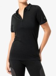 Koszulka polo damska Super.natural Zip Polo. Czarne bluzki sportowe damskie Super.natural, m, bez wzorów, z dzianiny, bez ramiączek. Za 302.49 zł.
