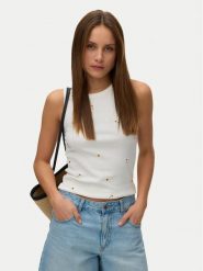 Vero Moda Top Naja 10341964 Biały Slim Fit. Białe topy damskie Vero Moda, xs, bez wzorów, z bawełny, bez ramiączek. Za 89.99 zł.