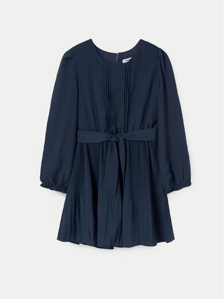 Mayoral Sukienka elegancka 7979 Granatowy Regular Fit. Niebieskie sukienki dziewczęce Mayoral, bez wzorów, z syntetyku, eleganckie, bez ramiączek. Za 119.99 zł.