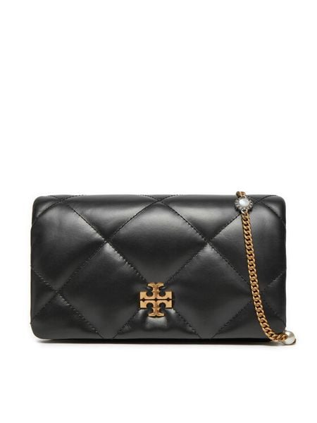 Tory Burch Torebka Kiara Charm Diamiond Quilt 162139 Czarny. Czarne torebki wieczorowe Tory Burch, bez wzorów, ze skóry, wizytowe, bez kołnierzyka, bez ramiączek. Za 2,239.00 zł.