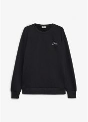 Bluza z czystej bawełny organicznej, loose fit. Czarne bluzy bez kaptura męskie bonprix, m, z bawełny. Za 84.99 zł.