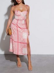 LA Angels Sukienka w kolorze czerwono-kremowym rozmiar: L. Czerwone sukienki damskie LA Angels, na imprezę, l, bez wzorów, bez kołnierzyka, bez ramiączek, midi. Za 130.99 zł.