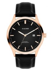 S.Oliver Zegarek kwarcowy w kolorze różowozłoto-czarnym rozmiar: onesize. Czarne, analogowe zegarki męskie S.Oliver, metalowe. Za 173.99 zł.