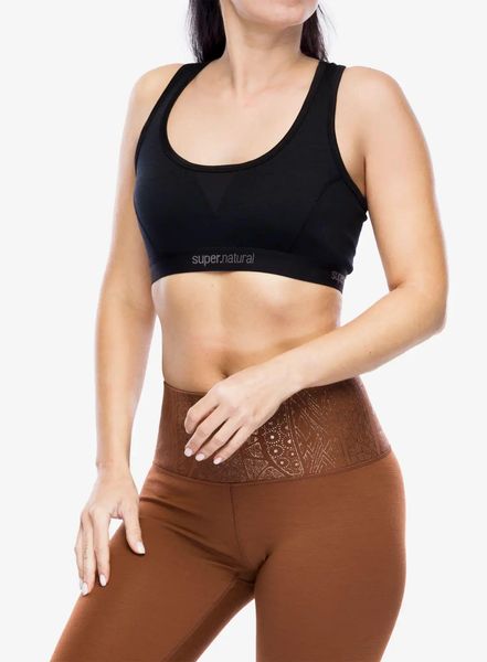 Biustonosz sportowy Super.natural Tundra220 Semplice Bra. Czarne biustonosze sportowe damskie Super.natural, bez wzorów, z elastanu. Za 181.49 zł.