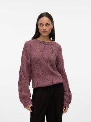 Vero Moda Sweter w kolorze fioletowym rozmiar: M. Różowe swetry klasyczne damskie Vero Moda, m, z wełny, bez kołnierzyka. Za 196.24 zł.