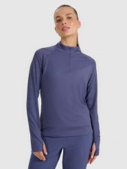 4F Bluza do biegania regular szybkoschnąca damska - granatowa S. Niebieskie bluzy bez kaptura damskie 4f, s, bez wzorów, z materiału, bez ramiączek, bez kaptura. Za 199.99 zł.