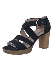 Paul Green Skórzane sandały w kolorze granatowym na obcasie rozmiar: 40,5. Niebieskie sandały damskie Paul Green, bez wzorów, z nubiku, bez obcasa, na koturnie. Za 170.07 zł.