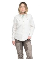 Bergans Koszula flanelowa "Nordmarka" - Relaxed fit - w kolorze białym rozmiar: S. Białe koszule damskie Bergans, s, bez wzorów, z bawełny, bez kołnierzyka, bez ramiączek. Za 202.50 zł.