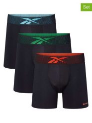 Reebok Bokserki (3 pary) "Usher" w kolorze czarnym rozmiar: XL. Czarne bokserki męskie Reebok, bez wzorów. Za 85.95 zł.