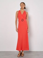 Apricot Sukienka w kolorze pomarańczowym rozmiar: L. Pomarańczowe sukienki damskie Apricot, na co dzień, l, bez wzorów, z tkaniny, bez kołnierzyka, bez ramiączek, maxi, proste. Za 135.81 zł.