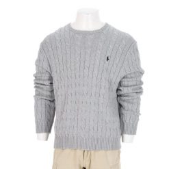 Second life - Polo Ralph Lauren Sweter Męski Kabel Szary - Jak nowy. Szare swetry męskie Ralph Lauren, l, bez wzorów, z dzianiny, bez kołnierzyka. Za 255.56 zł.
