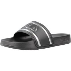 Klapki damskie Fila Morro Bay Logo. Czarne klapki damskie Fila, bez wzorów, z materiału, bez obcasa. Za 84.00 zł.