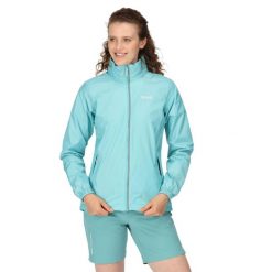 Kurtka trekkingowa damska Corinne IV przeciwdeszczowa. Niebieskie kurtki damskie Regatta, l, bez kaptura. Za 199.99 zł.