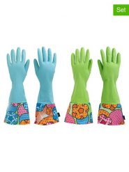 Vigar Rękawiczki (2 pary) w kolorze zielono-błękitnym do sprzątania rozmiar: onesize. Niebieskie rękawiczki damskie Vigar, bez wzorów, z gumy. Za 36.94 zł.