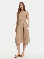 TWINSET Sukienka letnia 251TT2072 Beżowy Loose Fit. Brązowe sukienki damskie Twinset, na lato, bez wzorów, z lyocellu, bez kołnierzyka, bez ramiączek. Za 929.99 zł.
