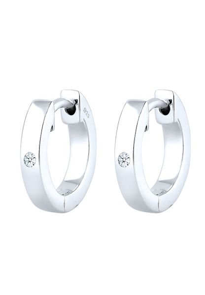 Elli DIAMONDS Damskie kreole Basic z diamentem (0,03 ct.), srebro próby 925 Sterling Silver Kolczyki koła 1 ct. Szare kolczyki damskie Elli DIAMONDS, z diamentem, srebrne. Za 568.99 zł.