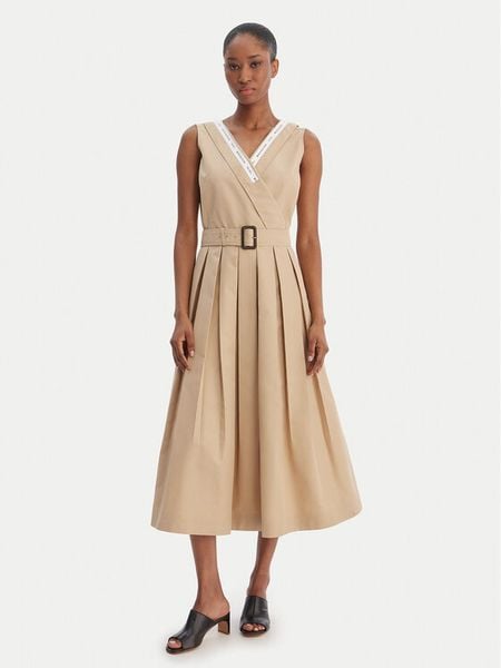 Weekend Max Mara Sukienka codzienna Cono 2615221021 Beżowy Regular Fit. Brązowe sukienki damskie Weekend Max Mara, na co dzień, bez wzorów, z bawełny, bez kołnierzyka, bez ramiączek, proste. Za 1,689.00 zł.