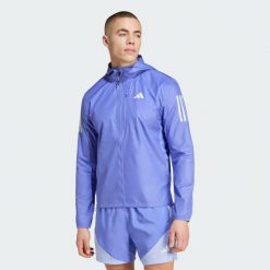 Kurtka Own The Run. Niebieskie kurtki treningowe męskie Adidas, s, bez wzorów, do biegania. Za 349.00 zł.