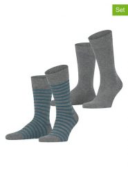 ESPRIT Skarpety (2 pary) "Fine Stripe" w kolorze szaro-niebieskim rozmiar: 43-46. Niebieskie skarpetki męskie Esprit, bez wzorów, ze splotem. Za 43.88 zł.