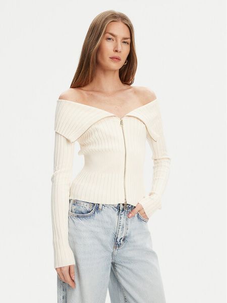 Guess Sweter W5YR03 Z30I2 Écru Slim Fit. Swetry klasyczne damskie Guess, l, z wiskozy, bez kołnierzyka. Za 269.99 zł.