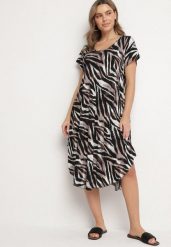 Brązowa Bawełniana Sukienka o Rozkloszowanym Kroju z Dłuższym Tyłem Ronora. Brązowe sukienki damskie Born2be, na co dzień, l, bez wzorów, z bawełny, eleganckie, bez kołnierzyka, bez ramiączek, midi, rozkloszowane. W wyprzedaży za 47.99 zł.
