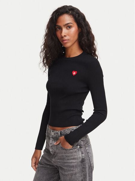 HUGO Sweter Sarpha 50554317 Czarny Slim Fit. Czarne swetry klasyczne damskie Hugo, xs, z wiskozy, bez kołnierzyka. Za 594.99 zł.