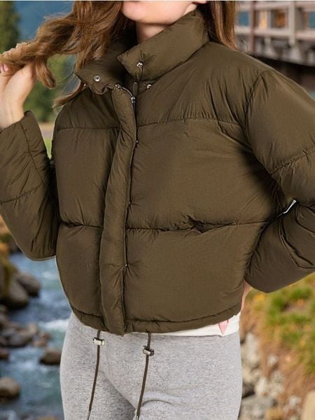 Pikowana kurtka puffer - zielony. Zielone kurtki damskie Sinsay, l, bez wzorów, bez kaptura. W wyprzedaży za 59.99 zł.