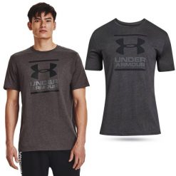 Koszulka fitness męska UNDER ARMOUR GL Foundation z krótkim rękawem. Czarne t-shirty sportowe męskie Under Armour, m, z bawełny, bez ramiączek, na fitness i siłownię. Za 93.99 zł.