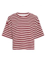 MOSS COPENHAGEN Koszulka w kolorze bordowo-białym rozmiar: L/XL. Czerwone t-shirty damskie MOSS COPENHAGEN, l, bez wzorów, bez kołnierzyka. Za 129.95 zł.