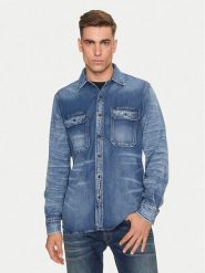 Replay Koszula jeansowa M4074 .000.624 72A Niebieski Regular Fit. Niebieskie koszule męskie Replay, l, bez wzorów, z bawełny, bez kołnierzyka, bez ramiączek. Za 309.99 zł.