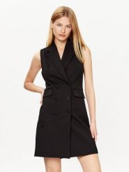 KARL LAGERFELD Sukienka codzienna Punto 231W1312 Czarny Regular Fit. Czarne sukienki damskie Karl Lagerfeld, na co dzień, bez wzorów, z syntetyku, bez kołnierzyka, bez ramiączek, proste. Za 1,399.00 zł.