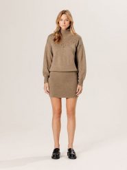 Rodier Wełniana sukienka w kolorze beżowym rozmiar: L. Brązowe sukienki damskie Rodier, na co dzień, l, bez wzorów, z wełny, bez kołnierzyka, bez ramiączek, midi, proste. Za 434.99 zł.