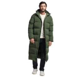 Długa kurtka Superdry Super Duvet. Zielone kurtki męskie Superdry., s, bez wzorów, z elastanu, eleganckie, bez kaptura. Za 831.20 zł.