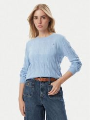 Tommy Hilfiger Sweter WW0WW43586 Niebieski jasny Regular Fit. Niebieskie swetry klasyczne damskie Tommy Hilfiger, m, bez kołnierzyka. Za 649.99 zł.